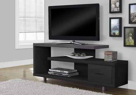 ArtFuzz 24 inch Black Particle Board, Hollow Core, Metal TV Stand with a Drawer