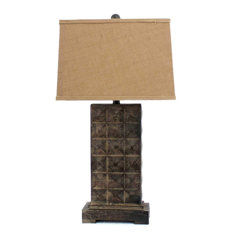 ArtFuzz 30 inch X 29 inch X 8 inch Brown Vintage Table Lamp with Distressed Metal Pedestal