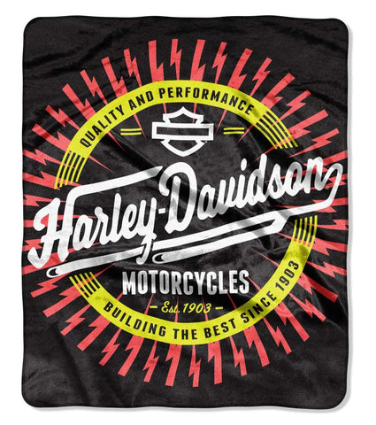 The Northwest Company Harley-Davidson Lightning Ride Raschel Blanket, 50 x 60 inches, Black NW949133