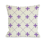 One Bella Casa Crisscross Flowers - Ivory Purple Throw Pillow by OBC 18 X 18