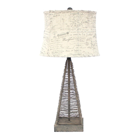 ArtFuzz 29 inch X 28 inch X 7 inch Tan Industrial Metal Table Lamp with Gentle Linen Shade