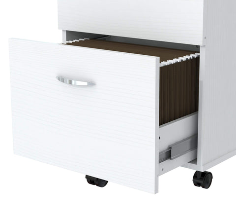 ArtFuzz 28 inch White Composite Solid Wood File Cabinet with Two Drawers