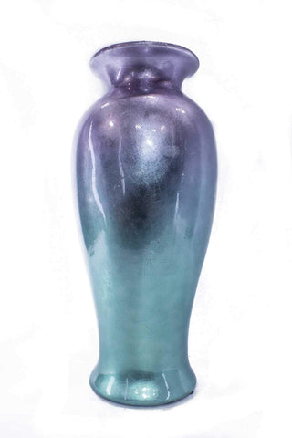 21 inch Lacquered Ombre Ceramic Vase - Purple and Aqua