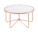 ArtFuzz 34 inch X 34 inch X 18 inch Frosted Glass and Rose Gold Coffee Table