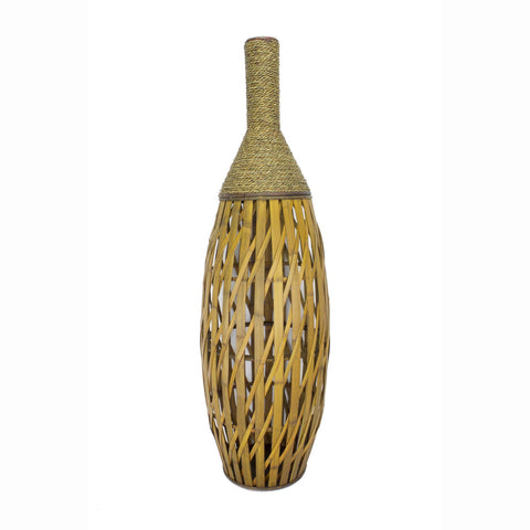 ArtFuzz 41 inch Brown Metal and Bamboo Vase