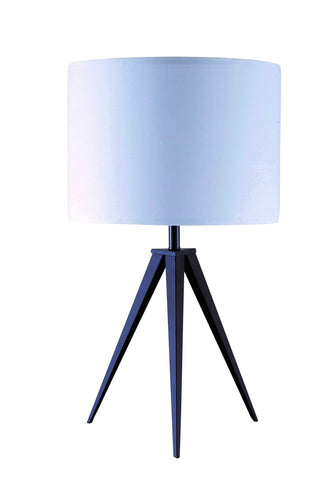 ArtFuzz 1 inch X 1 inch X 26 inch White Black Metal Shade Table Lamp