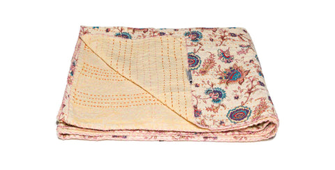 ArtFuzz 50 inch X 70 inch Exquisite Multicolored Kantha Cotton Throw