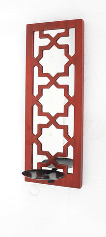 ArtFuzz 6.25 inch X 17.5 inch X 5.25 inch Red Traditional Wooden Cross Candle Holder Sconce