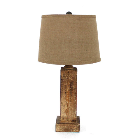 ArtFuzz 27 inch X 27 inch X 8 inch Brown Rustic Table Lamp with Round Linen Shade