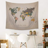 57.5 inch X 0.03 inch X 50 inch Multi-Color inch Adventure Await inch Map Wall Tapestry