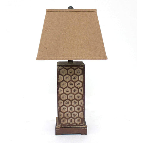 ArtFuzz 29 inch X 28 inch X 8 inch Brown Industrial Table Lamp with Honeycombed Metal Base