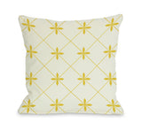 One Bella Casa Crisscross Flowers - Ivory Yellow Throw Pillow by OBC 18 X 18