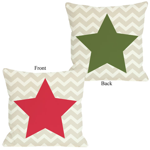 One Bella Casa Chevron Star Reversible Throw Pillow by OBC 18 X 18