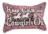 Simply Keep Calm & Cowgirl On Tapestry Pillow