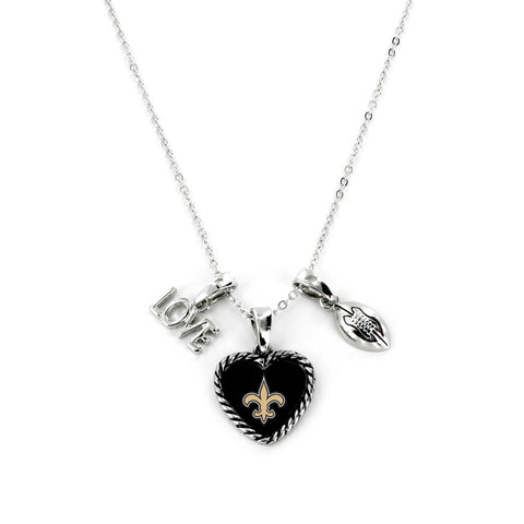 Aminco International NFL New Orleans Saints Charmed Love Football Necklace
