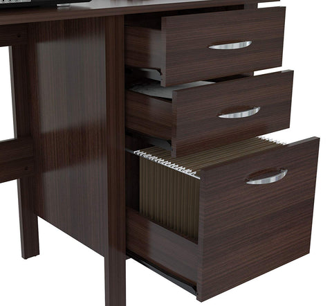 ArtFuzz 30 inch Classy Espresso Melamine and Engineered Wood Writing Desk with Three Drawers