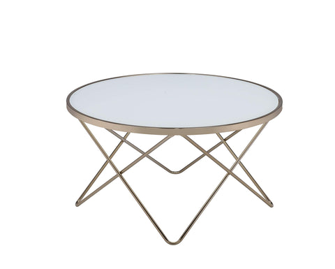 ArtFuzz 34 inch X 34 inch X 18 inch Frosted Glass Champagne Coffee Table