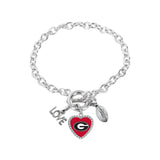 Aminco International NCAA Georgia Bulldogs Charmed Love Football Bracelet