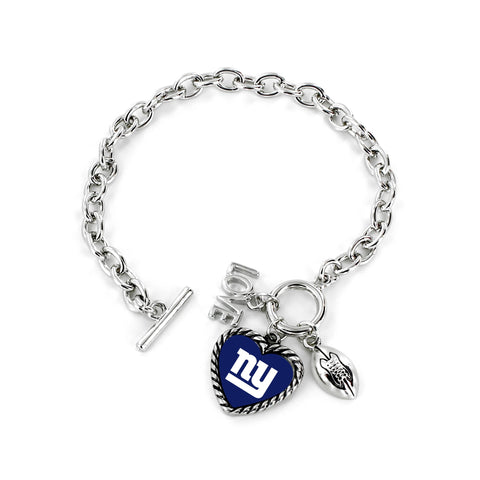 Aminco International NFL New York Giants Charmed Love Football Bracelet