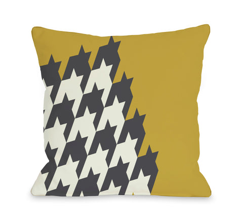 Harry Half Houndstooth - Oil Yellow Throw Pillow by OBC 18 X 18