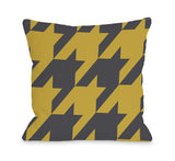 Molly Oversized Houndstooth - Oil Yellow Gray Throw Pillow by OBC 18 X 18