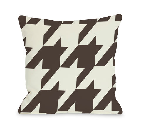 Molly Oversized Houndstooth - Chocolate Ivory Throw Pillow by OBC 18 X 18