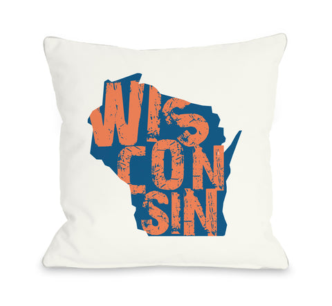 Wisconsin State Type Throw Pillow by OBC 18 X 18