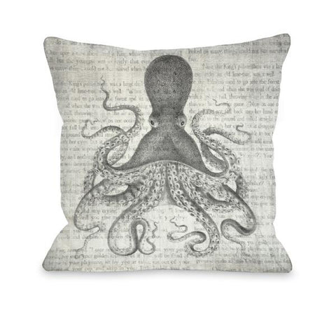 Vintage Octopus Throw Pillow by