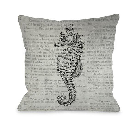 Vintage Seahorse Throw Pillow by