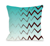 Charlie Bristle Chevron - Turquoise Throw Pillow by OBC 18 X 18