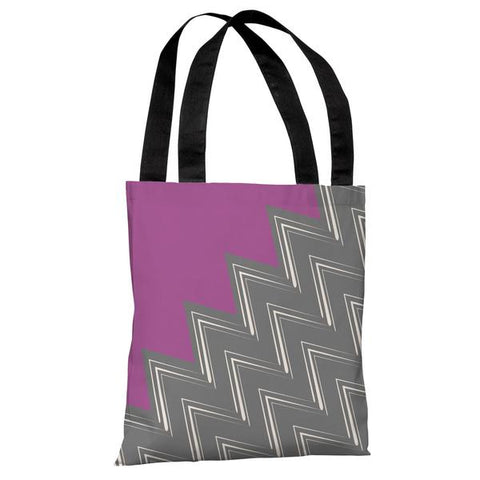 Maxine Asymmetry Chevron - Orchid Gray Tote Bag by