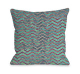 Wave Chevron Throw Pillow by OBC 18 X 18