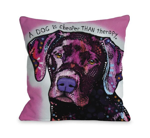 Black Lab with Text Throw Pillow by Dean Russo