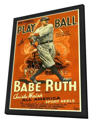 Play Ball With Babe Ruth 27 x 40 Movie Poster - Style A - in Deluxe Wood Frame