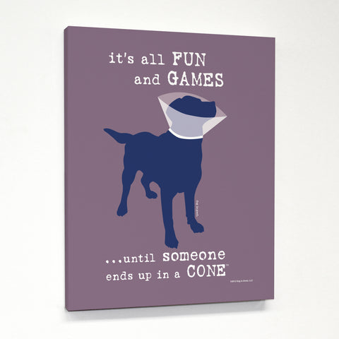 All Fun and Games Mauve Canvas by Dog is Good 11 X 14