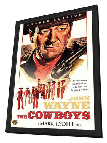 The Cowboys 27 x 40 Movie Poster - Style A - in Deluxe Wood Frame