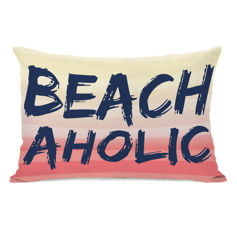 Beachaholic - Multi Navy Lumbar Pillow by OBC 14 X 20