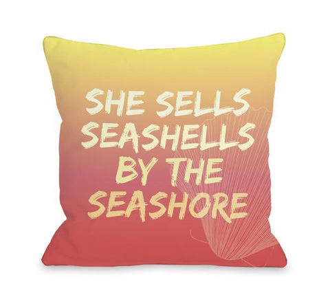 Seashell by the Seashore - Orange Multi Throw Pillow by