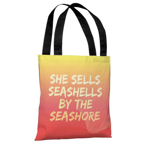 Seashell by the Seashore - Orange Multi Tote Bag by