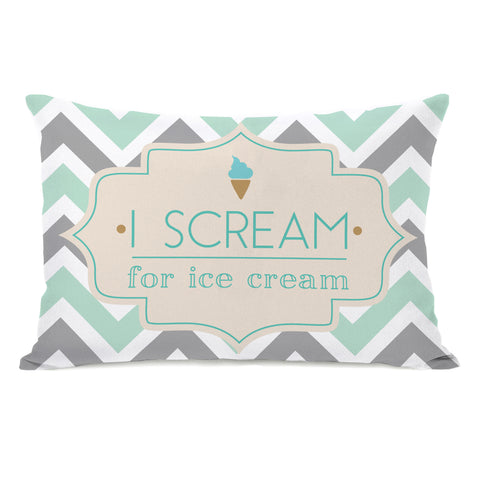 I Scream for Ice Cream - Turquoise Gray Cream Lumbar Pillow by OBC 14 X 20