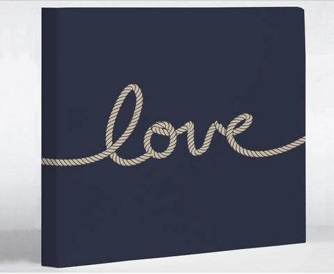 Love Rope - Navy Tan Canvas Wall Decor by