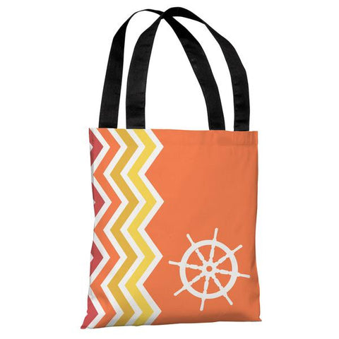 Chevron Wheel - Orange Tote Bag by