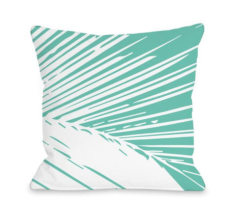 Alaiya Palm Leaves - Turquoise Throw Pillow by