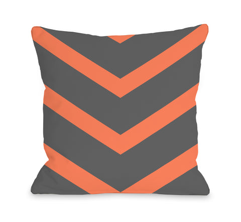 Isabella Reversible Chevron - Orange Gray Throw Pillow by OBC 18 X 18
