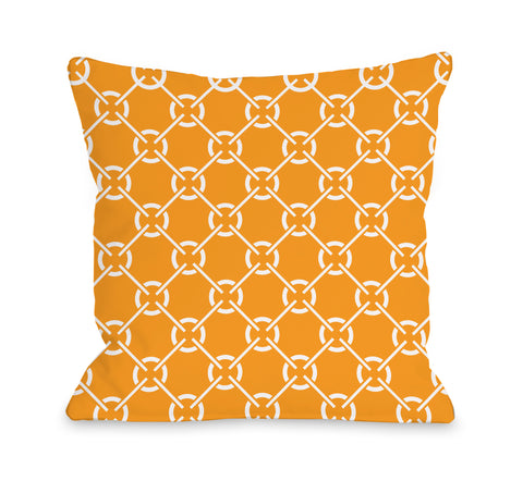 Cecile Circles - Orange Throw Pillow by OBC 18 X 18