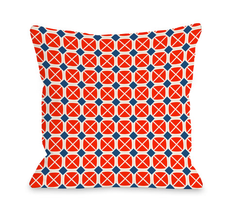 Abegayle Geo - Red Navy Throw Pillow by OBC 18 X 18