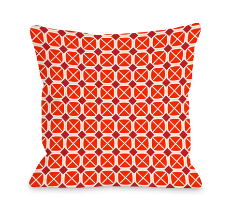 Abegayle Geo - Red Throw Pillow by OBC 18 X 18