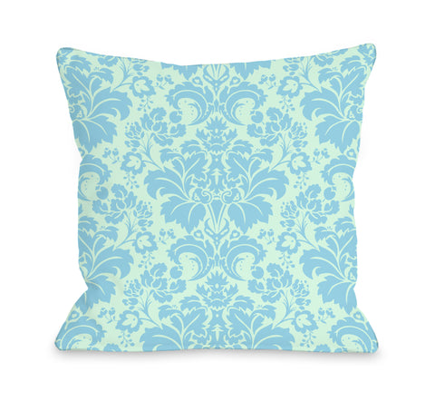 Altair Fleur - Light Green Blue Throw Pillow by OBC 18 X 18