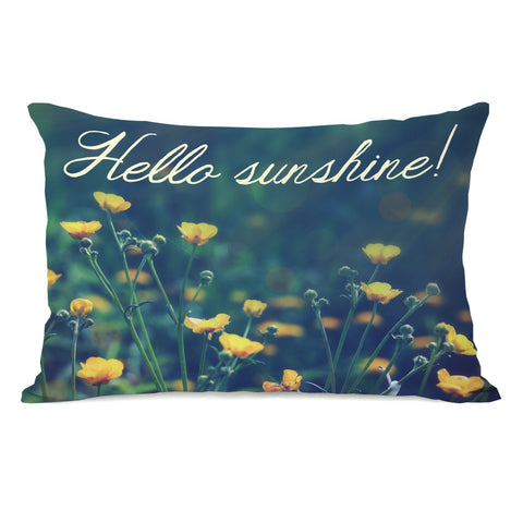 Hello Sunshine - Green Yellow Lumbar Pillow by OBC 14 X 20