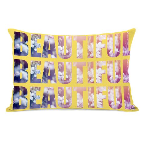 Beautiful Flowers - Yellow Multi Lumbar Pillow by OBC 14 X 20